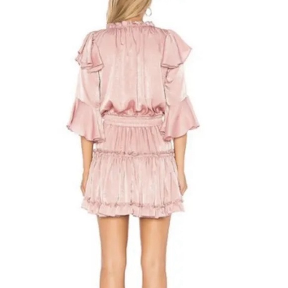 MISA mauve/blush pink ruffle mini dress - Picture 2 of 5